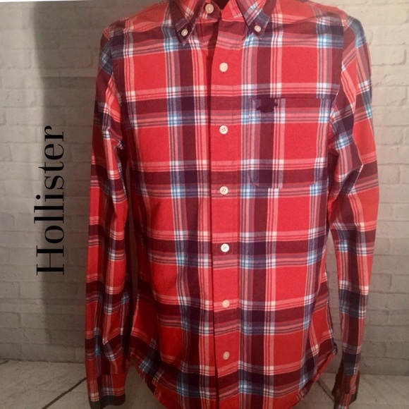 Hollister Other - Hollister men’s button down red blue top medium